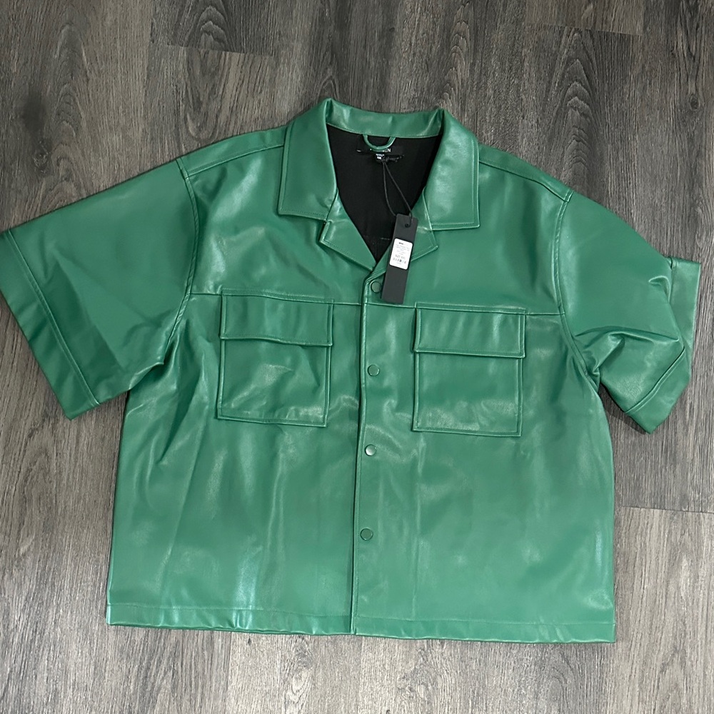 Fashion Nova Green Casual Button Down Shirt